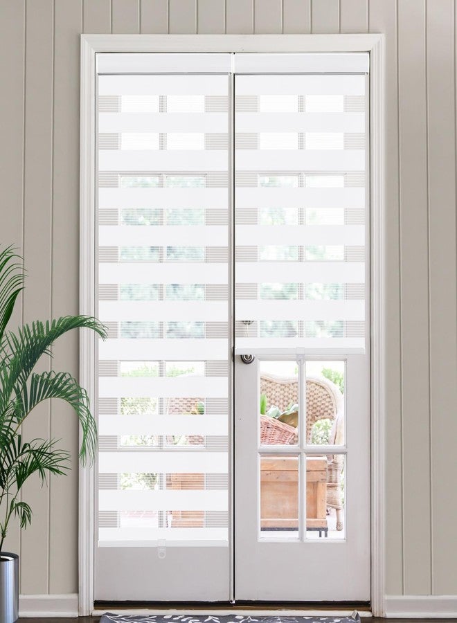 SEEYE Cordless Zebra Blinds for Window, French Door Blinds Free-Stop Roller Window Shades with Valance 22" W x 90" H, Light Filtering Window Treatment Sheer Blinds & Shades Easy to Install, White - Image 1